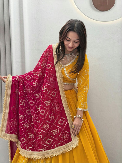 Fox Georgette Heavy Embroidery 6 Meter Lehenga Set