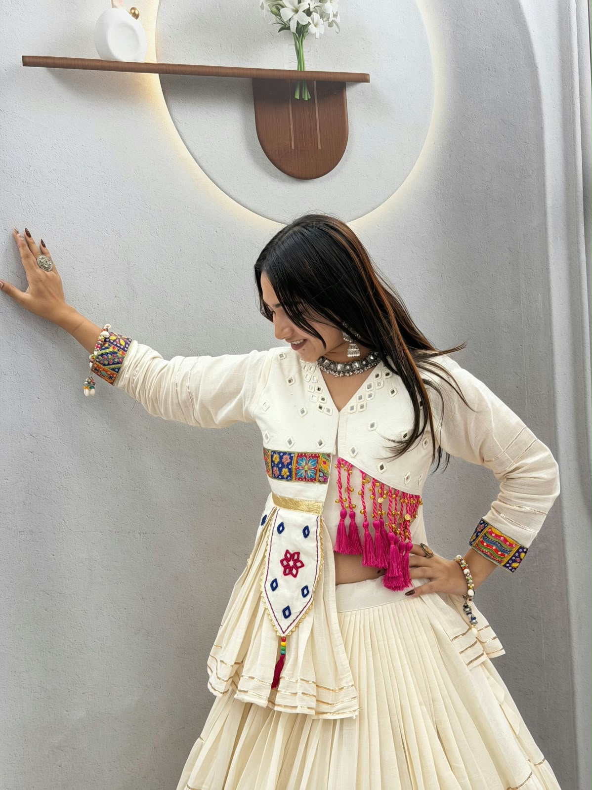 Pure Cotton 9 Meter Big Flair Hand Work Lehenga Set