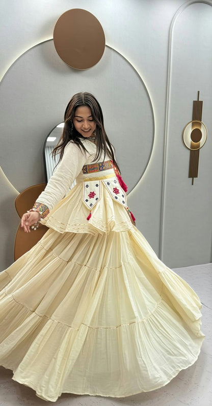 Pure Cotton 9 Meter Big Flair Hand Work Lehenga Set
