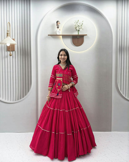 Pure Cotton 9 Meter Big Flair Hand Work Lehenga Set
