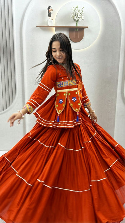 Pure Cotton 9 Meter Big Flair Hand Work Lehenga Set