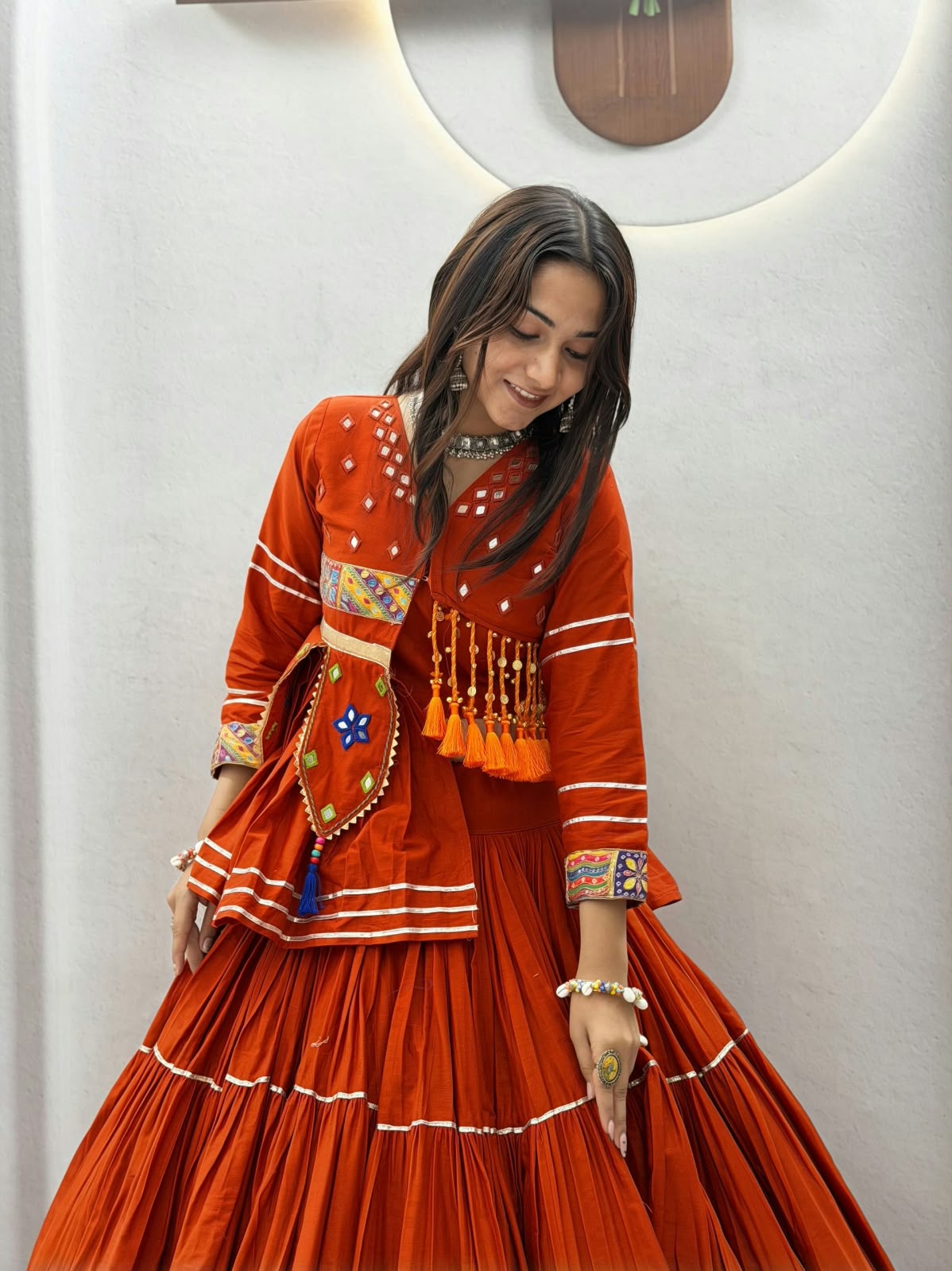 Pure Cotton 9 Meter Big Flair Hand Work Lehenga Set