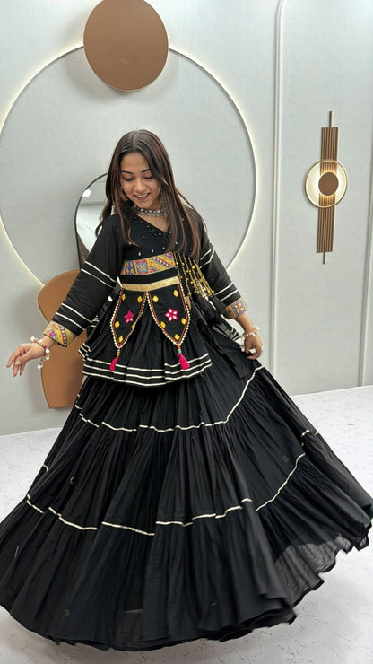 Pure Cotton 9 Meter Big Flair Hand Work Lehenga Set
