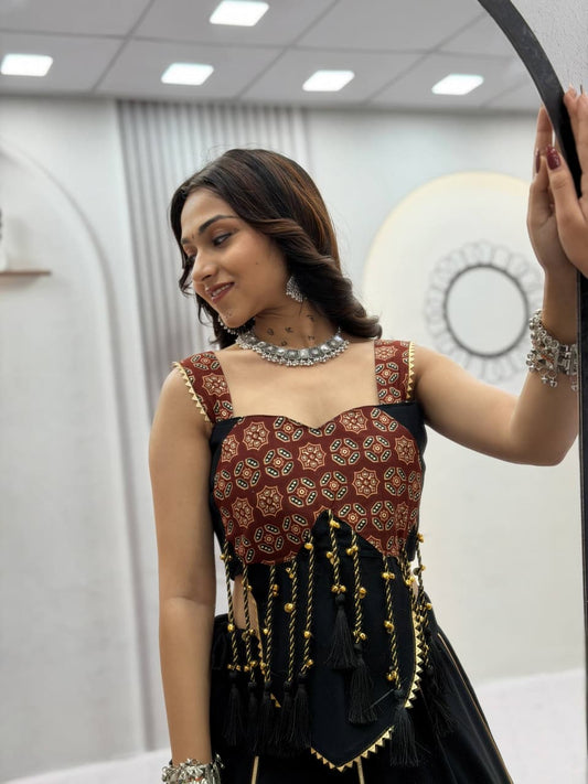 Pure Cotton Ajrak Print Lehenga