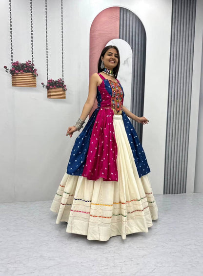 Bandhej Print Mirror Work Lehenga
