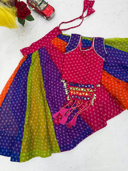 Kids Georgette Mirror Work Lehenga