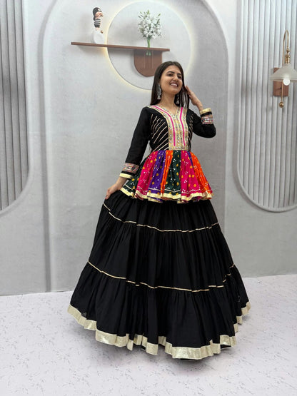 Pure Cotton Gamthi Mirror Work Lehenga