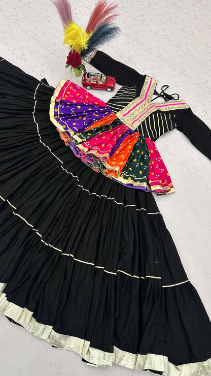 Pure Cotton Gamthi Mirror Work Lehenga