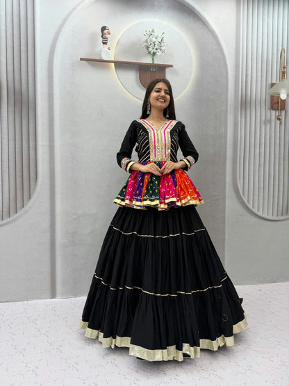 Pure Cotton Gamthi Mirror Work Lehenga