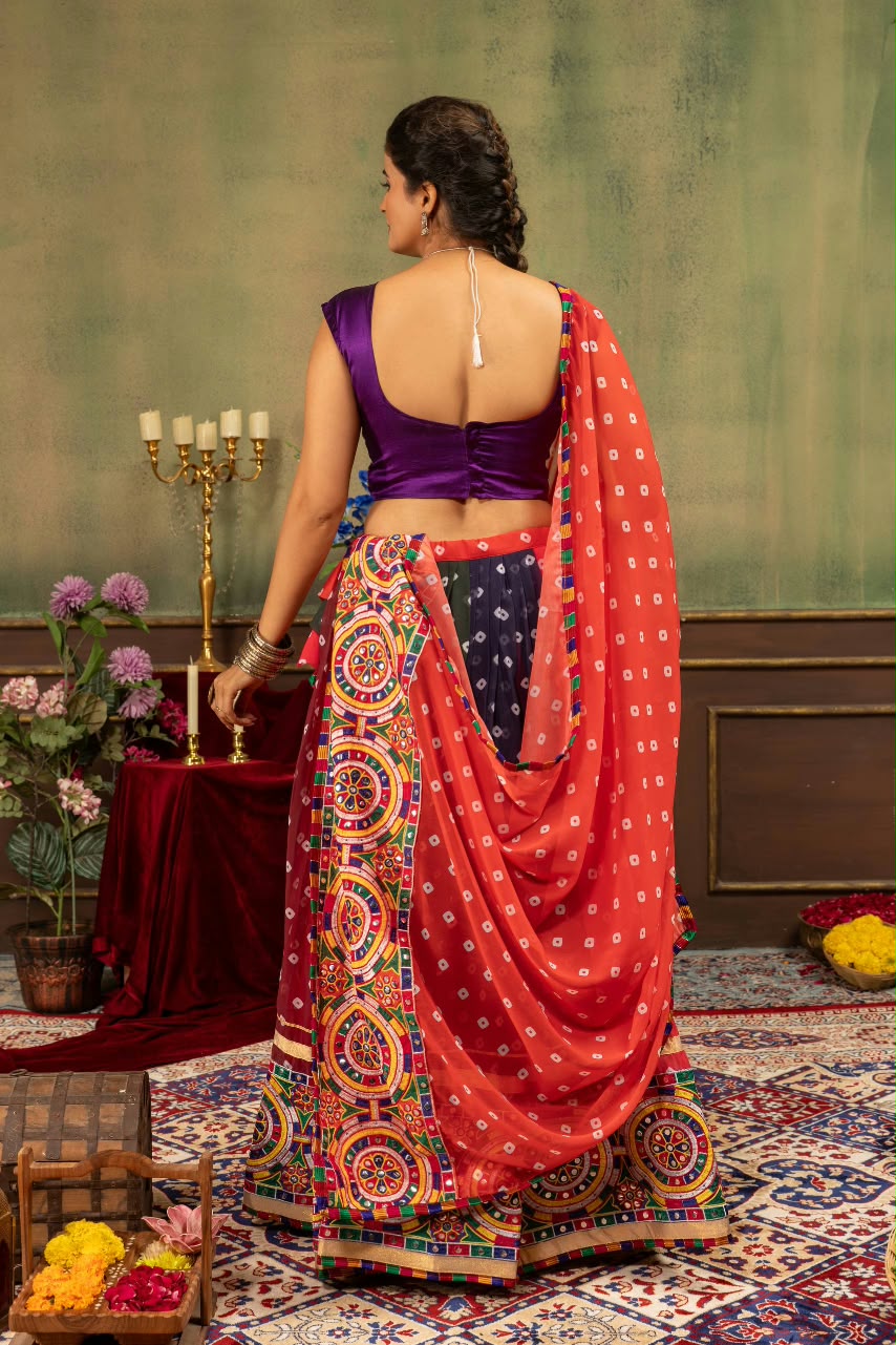 Embroidered Faux Georgette Lehenga