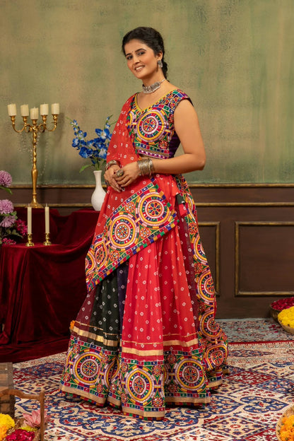 Embroidered Faux Georgette Lehenga