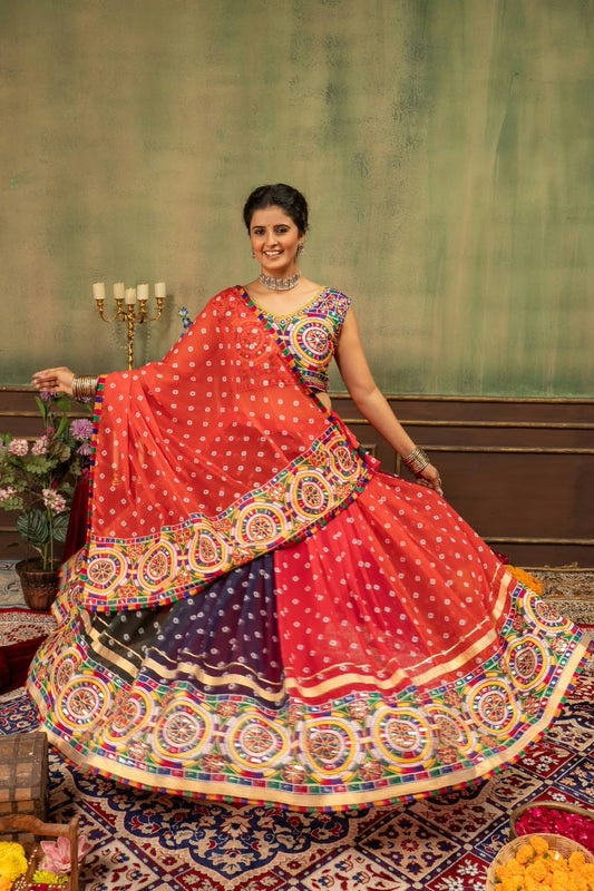 Embroidered Faux Georgette Lehenga
