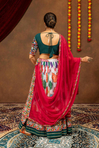 Embroidered Faux Georgette Lehenga with Real Mirror Work