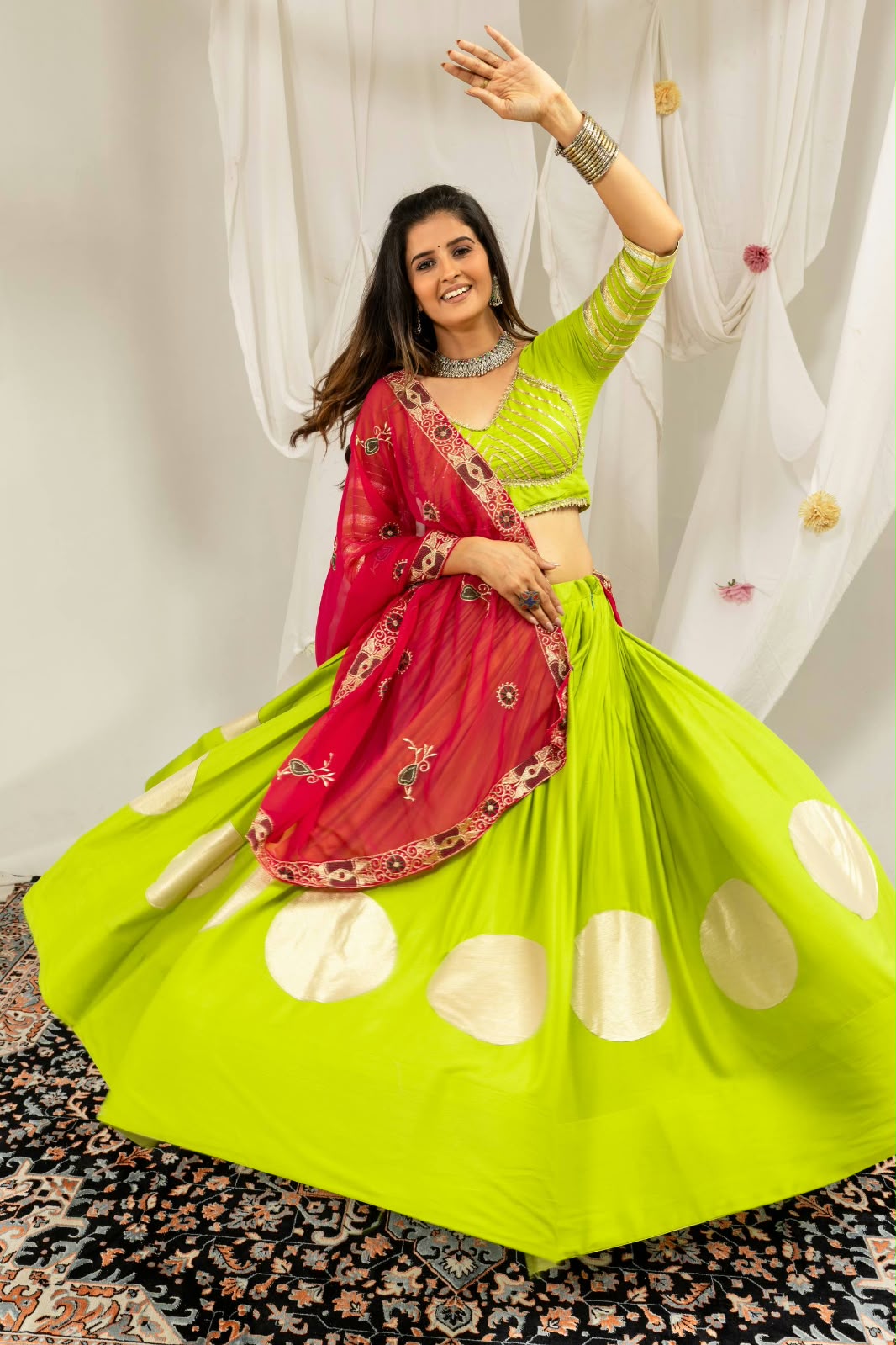 Pure Rayon Gota Work Lehenga with Heavy Vintage Embroidery Dupatta