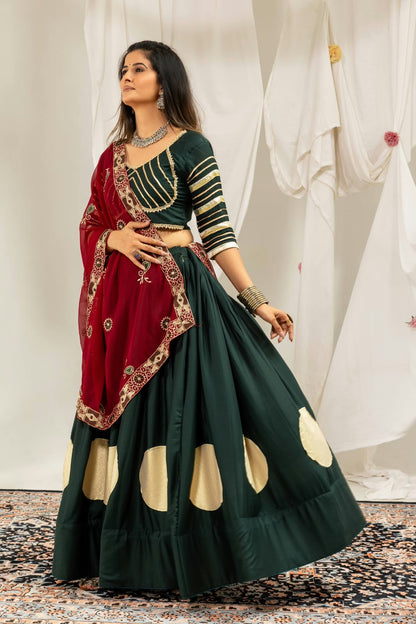 Pure Rayon Gota Work Lehenga with Heavy Vintage Embroidery Dupatta