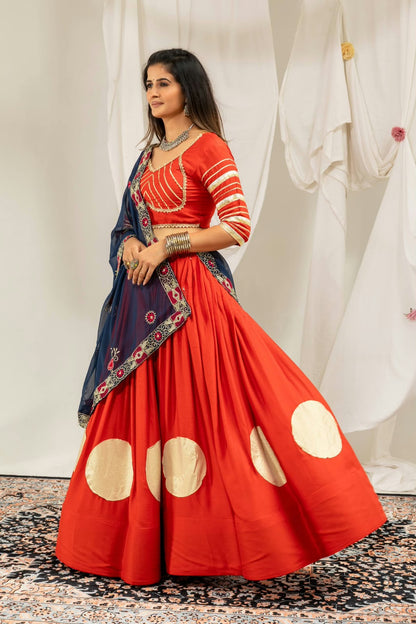 Pure Rayon Gota Work Lehenga with Heavy Vintage Embroidery Dupatta
