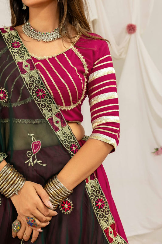Pure Rayon Gota Work Lehenga with Heavy Vintage Embroidery Dupatta