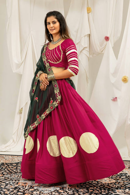 Pure Rayon Gota Work Lehenga with Heavy Vintage Embroidery Dupatta
