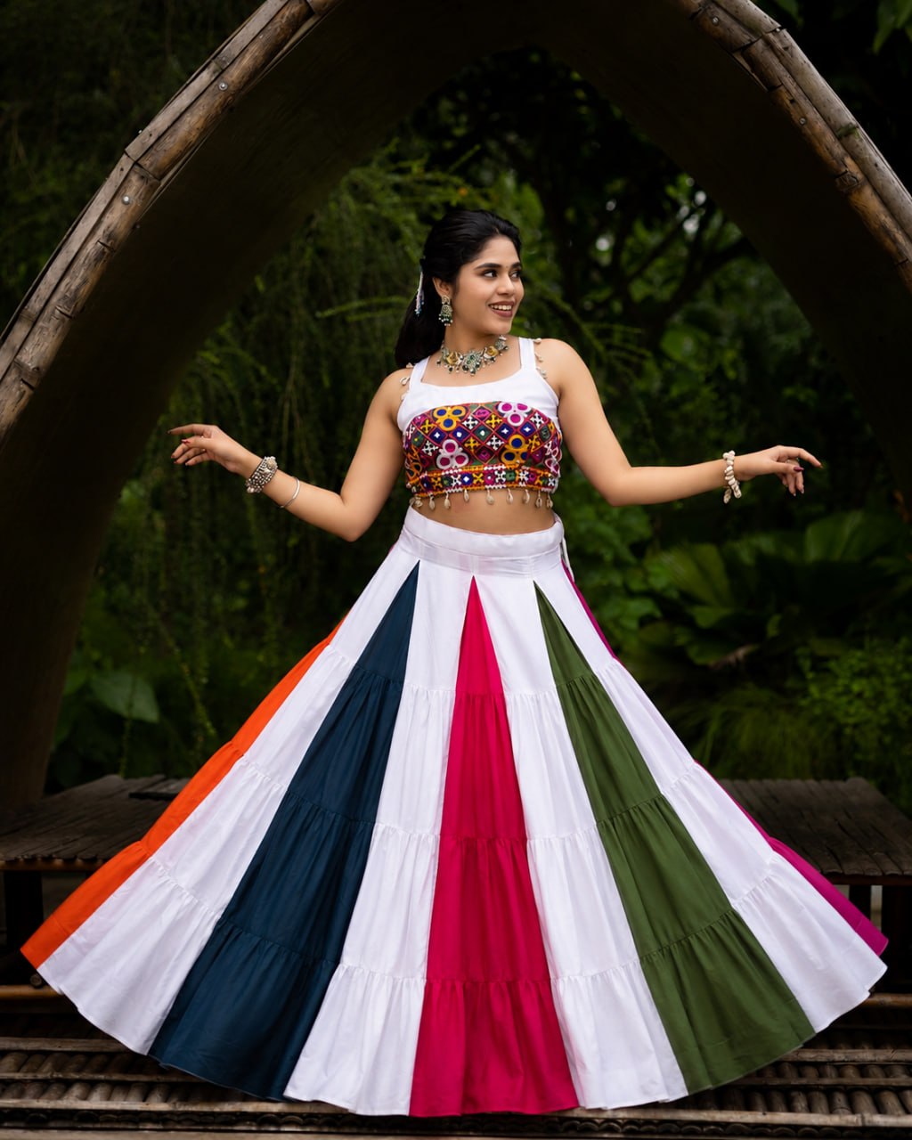 Pure Rayon Cotton 8 Meter Frill Lehenga Set