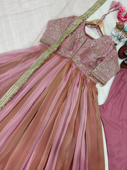 Moss Silk Embroidered Gown Set