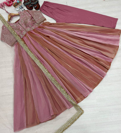 Moss Silk Embroidered Gown Set