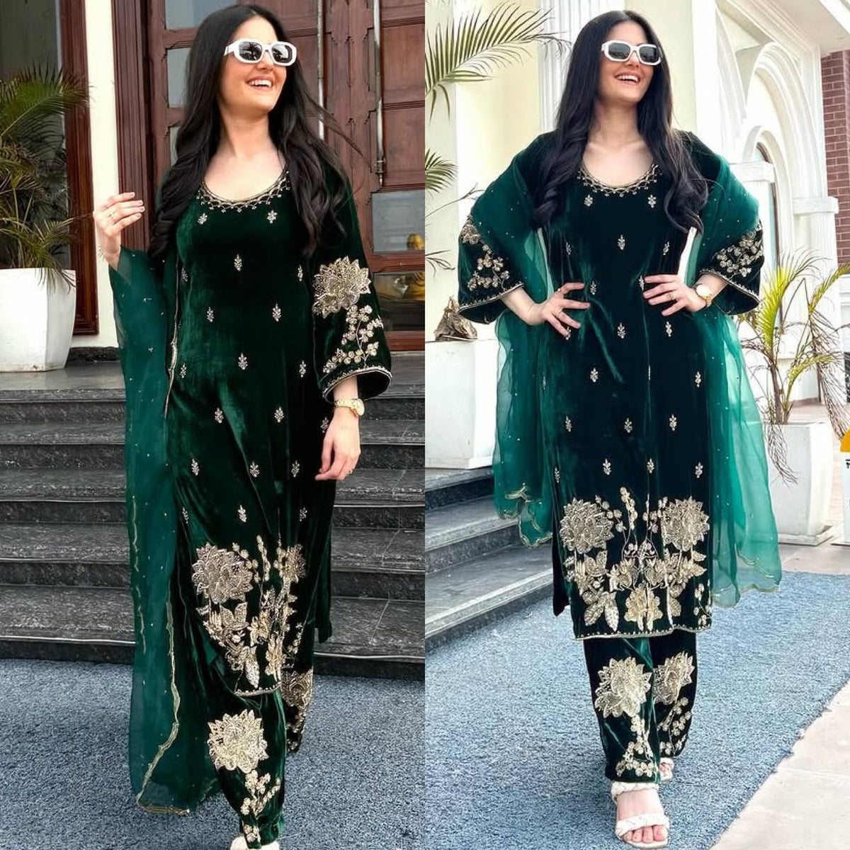 Heavy Velvet Embroidered Suit Set