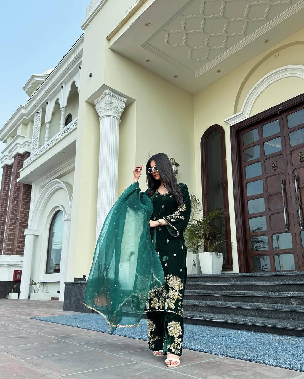 Heavy Velvet Embroidered Suit Set