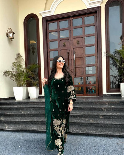 Heavy Velvet Embroidered Suit Set