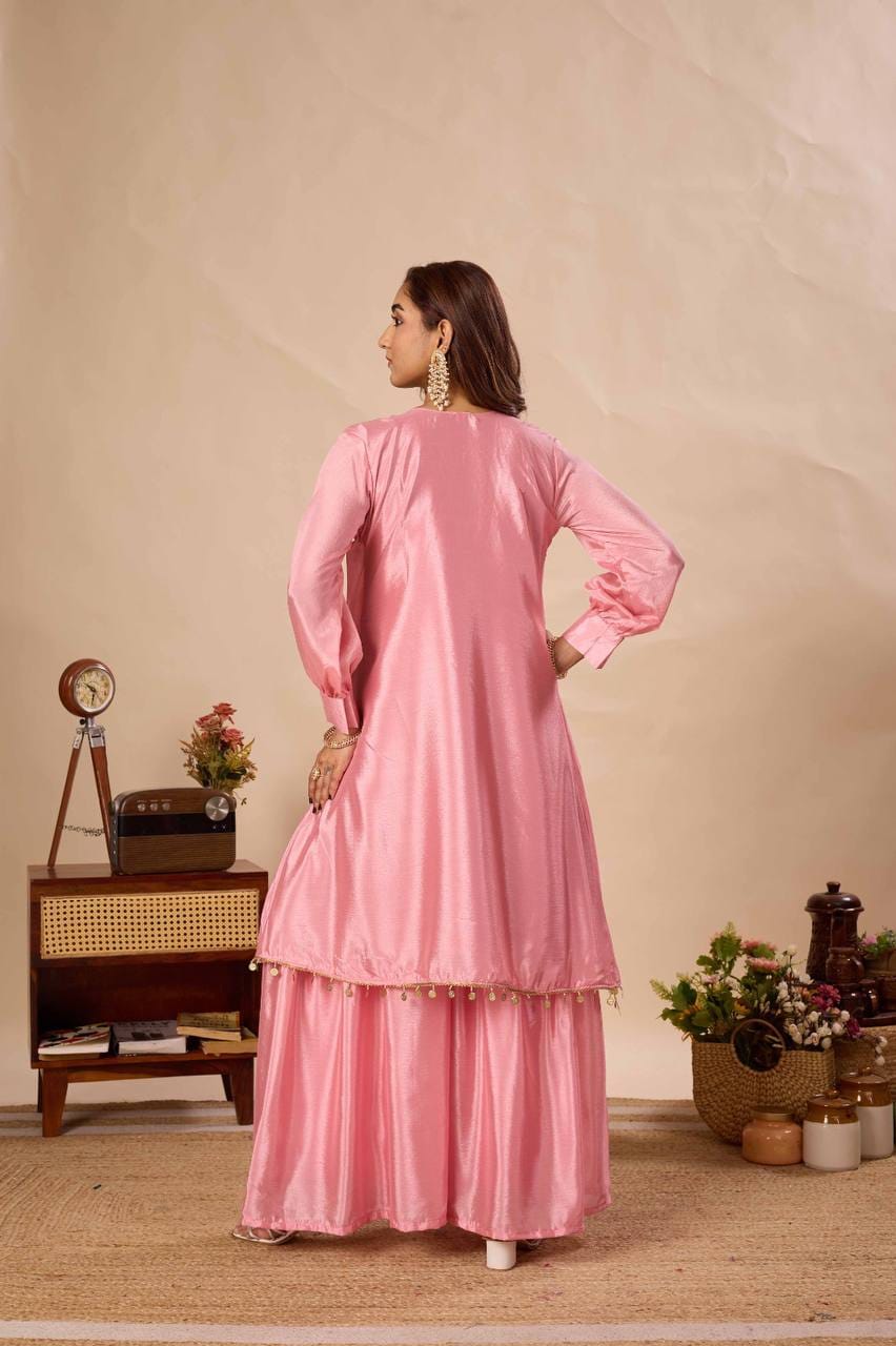 Pure Chinon Embroidered Sharara Set