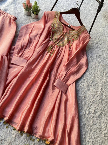 Pure Chinon Embroidered Sharara Set