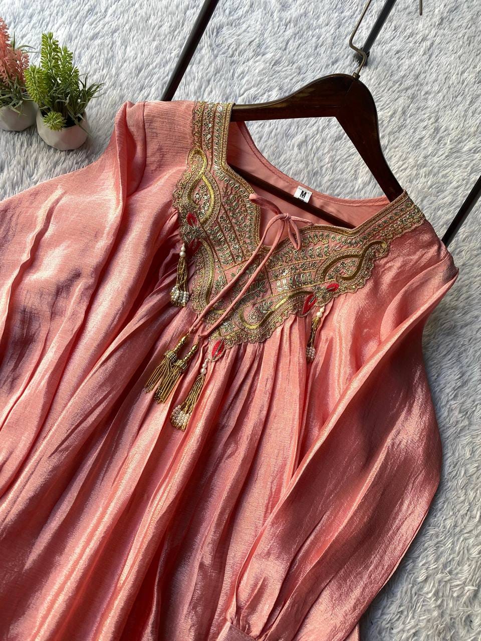 Pure Chinon Embroidered Sharara Set