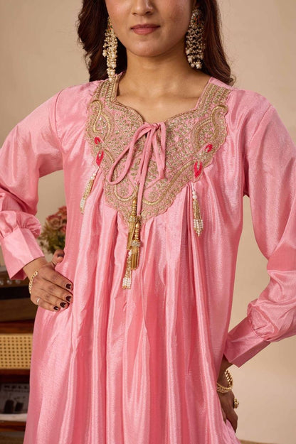 Pure Chinon Embroidered Sharara Set