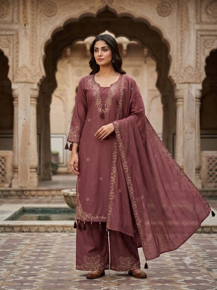Leo Denting Mirror Work Suit Set