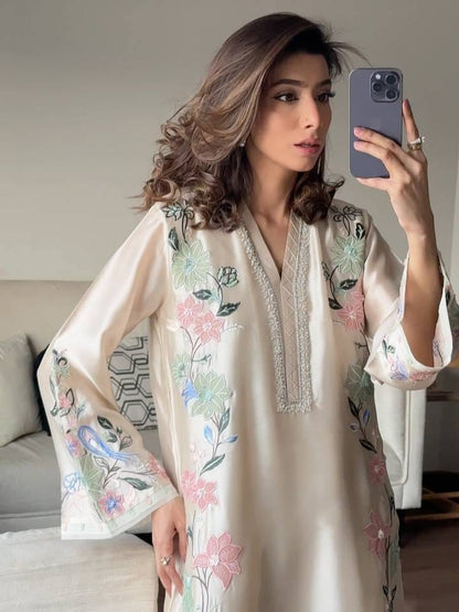 Roman Glass Embroidered Kaftan Set