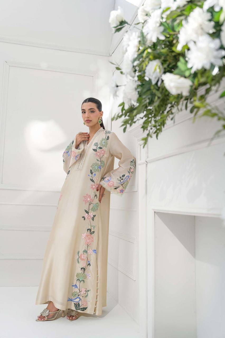 Roman Glass Embroidered Kaftan Set