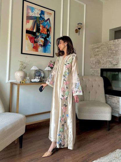Roman Glass Embroidered Kaftan Set