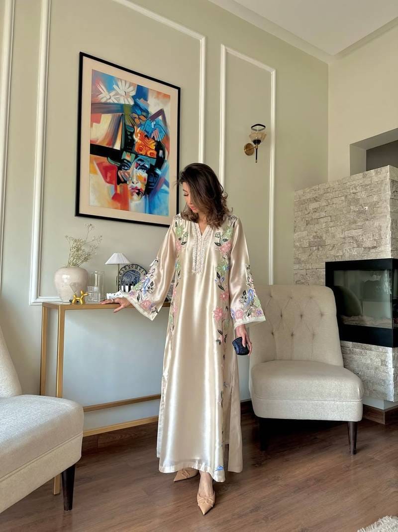 Roman Glass Embroidered Kaftan Set