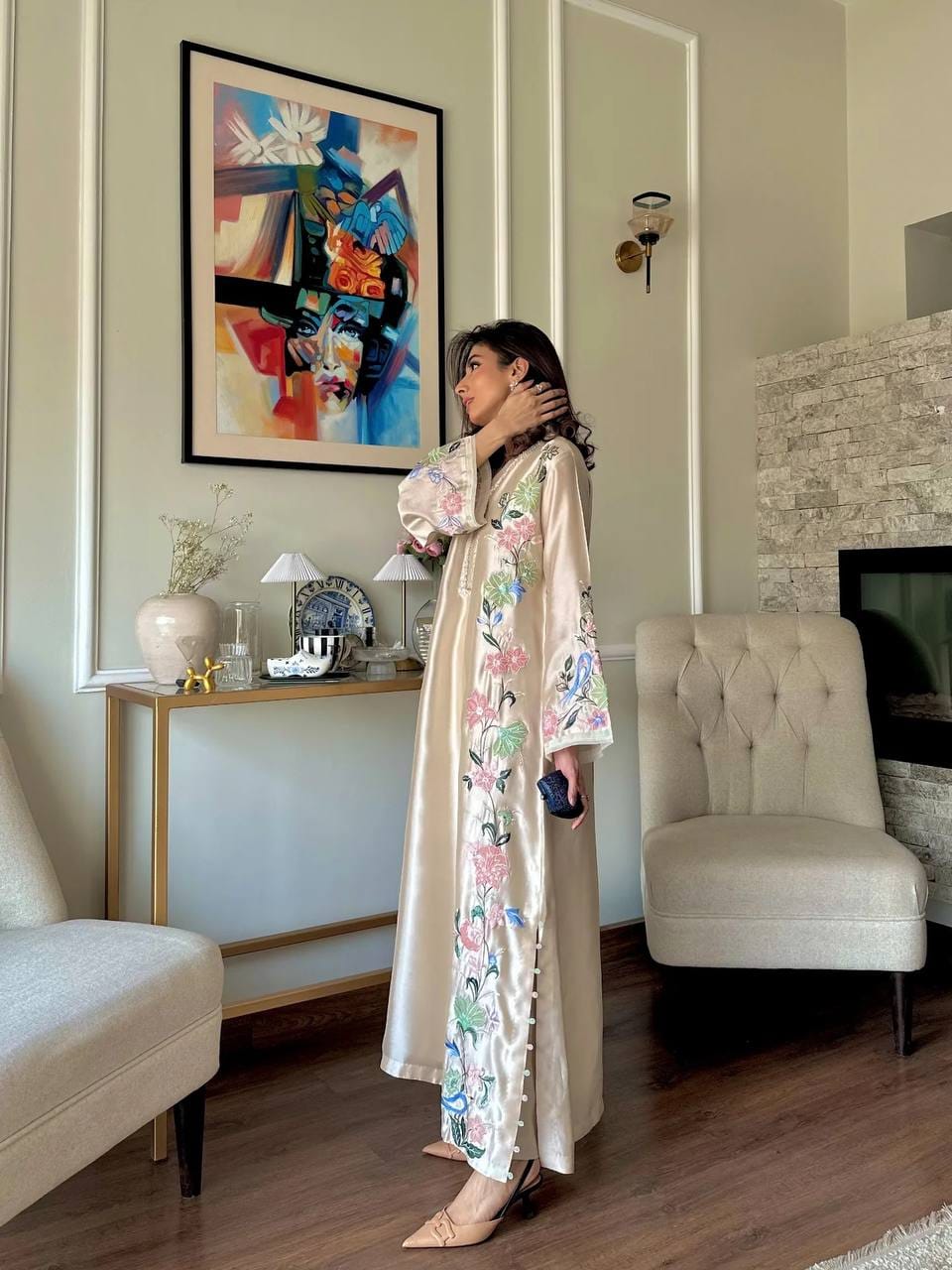 Roman Glass Embroidered Kaftan Set
