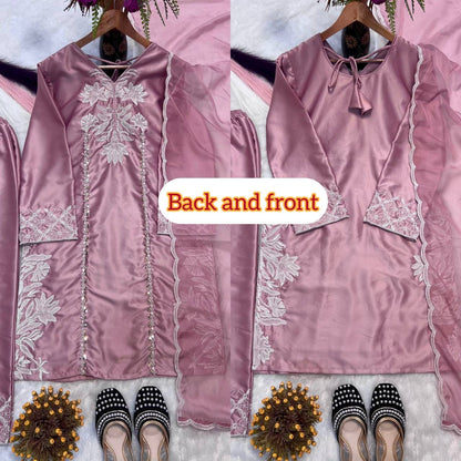 Crepe Silk Embroidered Suit Set