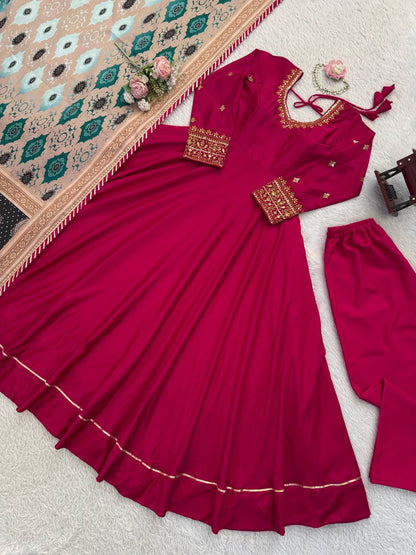 Nooraya Chinon Silk Embroidered Gown Set