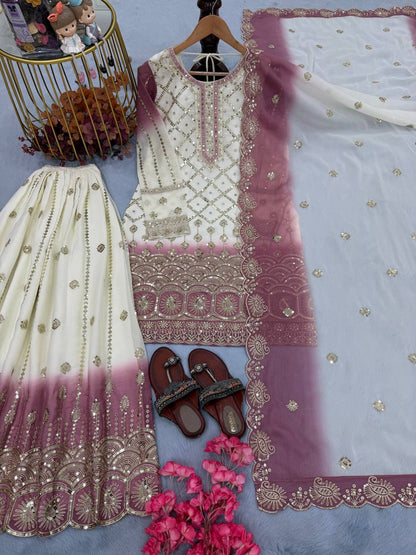 Premium Dual Tone Georgette Embroidered Set