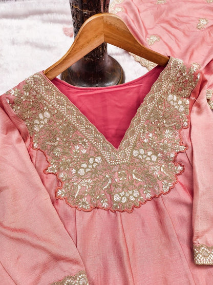 Premium Silk Suit Set with Heavy Sequence Coding Embroidery